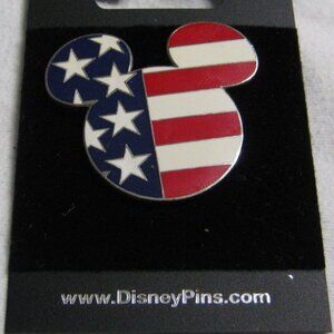 Mickey Head Shape American Flag Individual Disney Park Trading Pin
